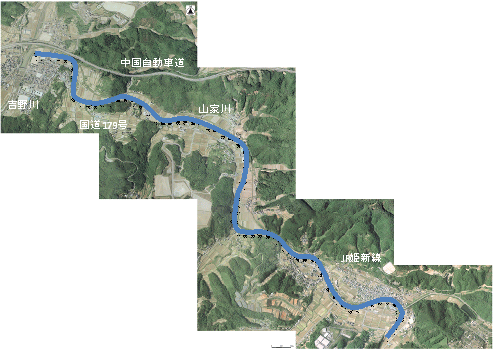 災害復旧助成事業(一級河川山家川 美作市江見~土居地区)